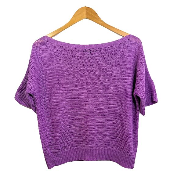 Lauren Ralph Lauren 100% Linen Crochet Knit Top Purple Lavender Spring Size M - Picture 2 of 5